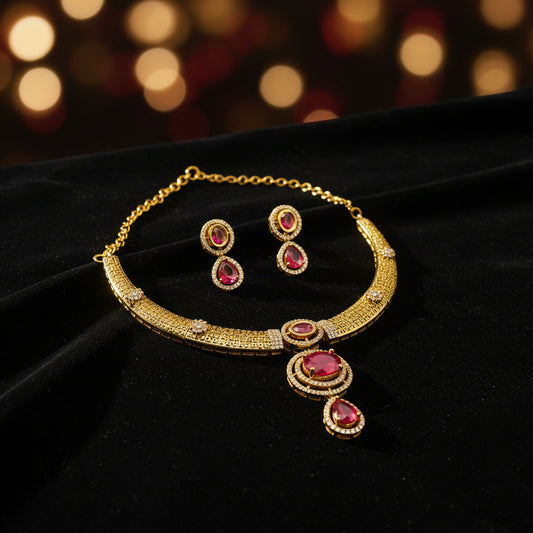 Ruby Stone Necklace Set