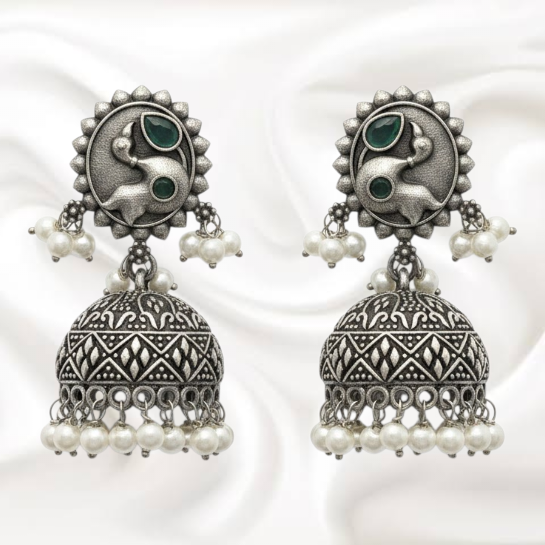 Black Metal Pearl Jhumka