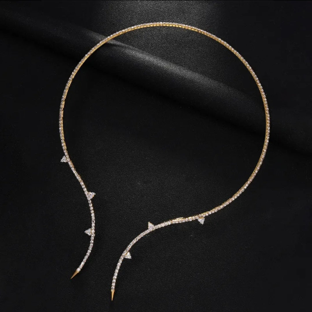 Classic Style Geometric Copper Rhinestone Plating Choker