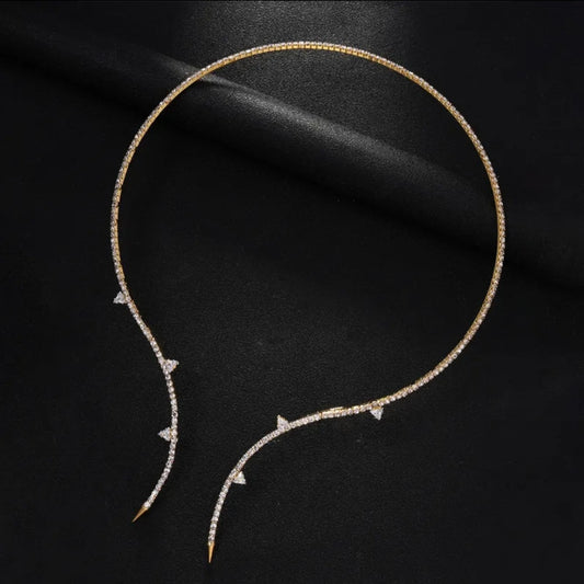 Classic Style Geometric Copper Rhinestone Plating Choker