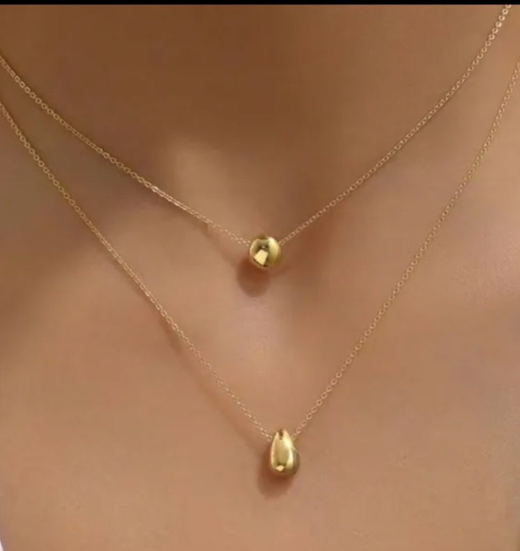 Water Droplets Necklace 18K Gold Plated waterproof