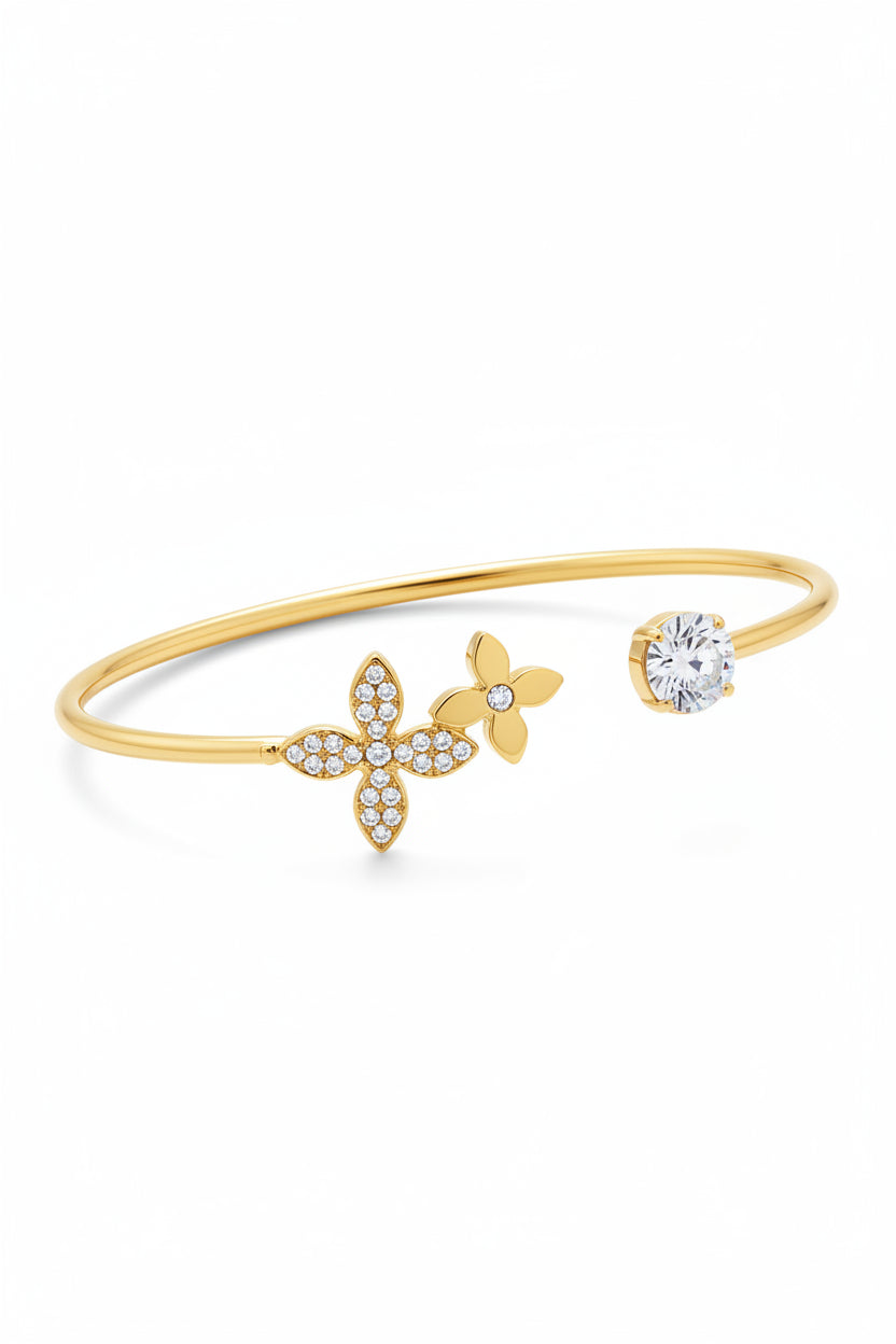 18k Gold Plated PVD Coating and Zircon Inlay