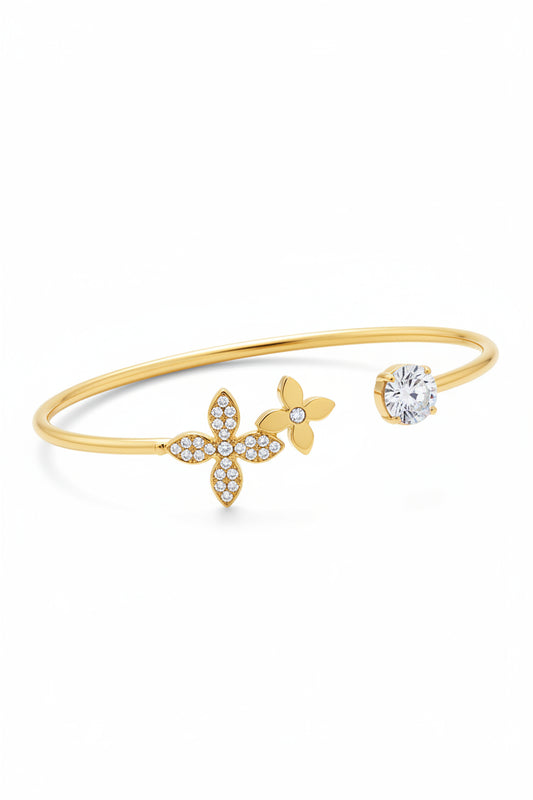 18k Gold Plated PVD Coating and Zircon Inlay