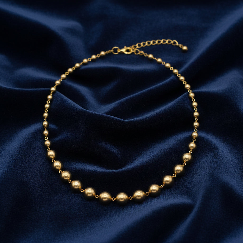 Plain Gold Beads Necklace Rose Gold