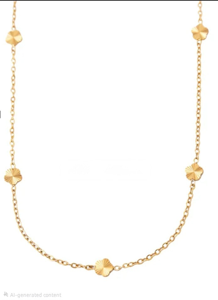 Flower Necklace 18K Gold Plated Waterproof