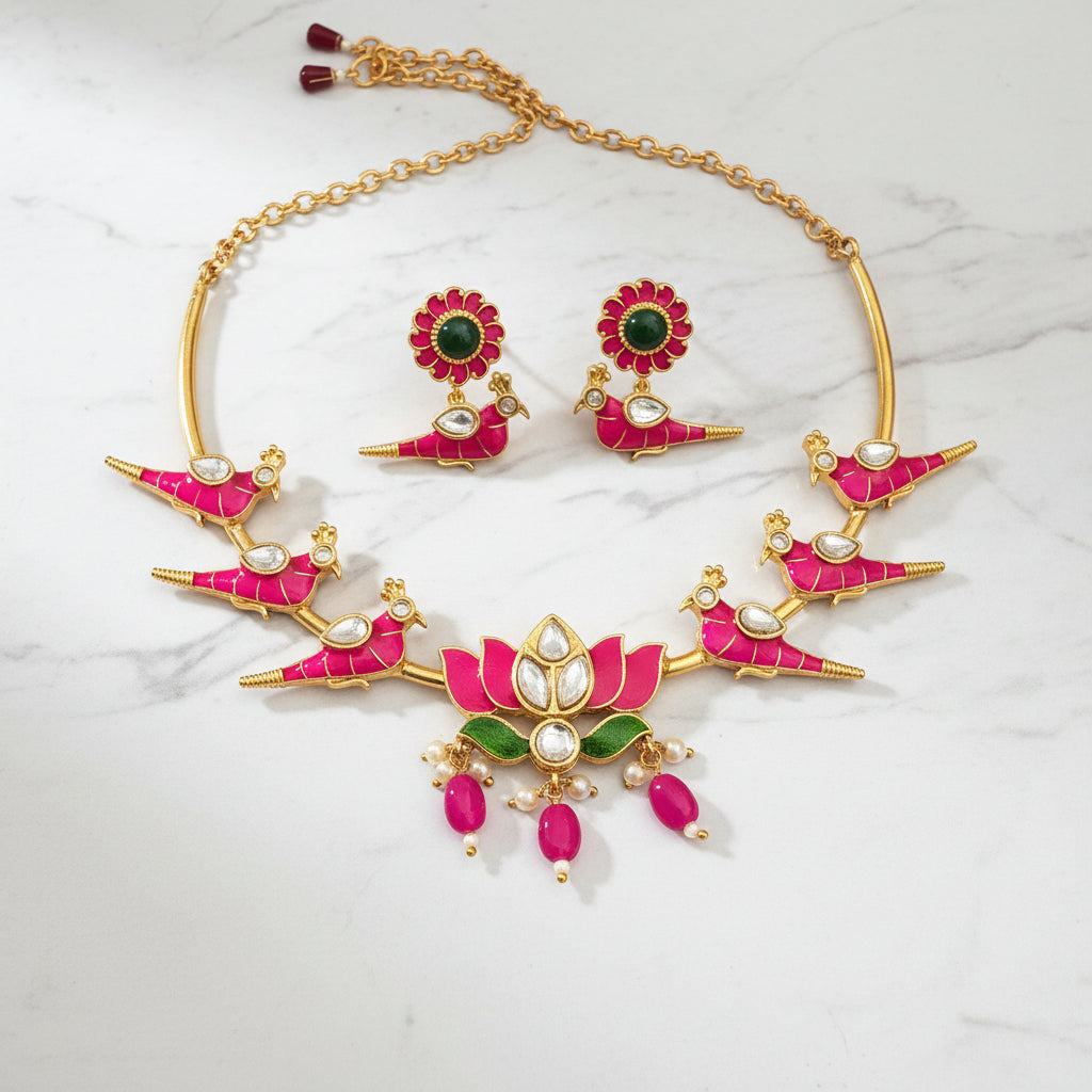 Birds and Lotus Jewellery