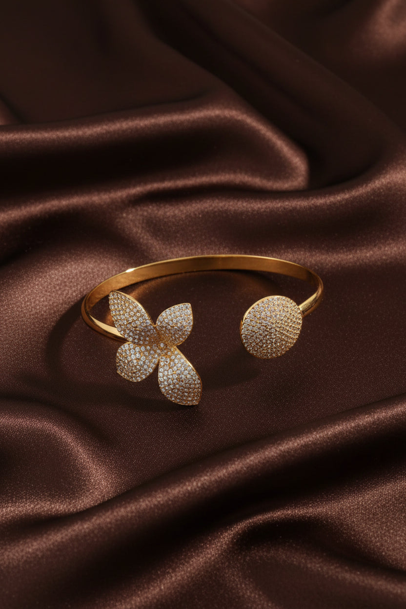 18K Gold plated Inlay Flower Zircon Bangle