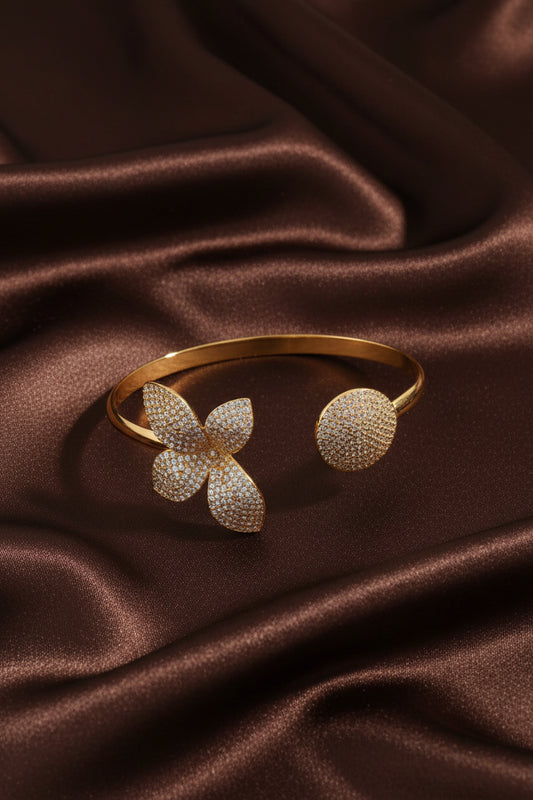 18K Gold plated Inlay Flower Zircon Bangle