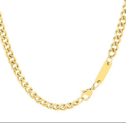Mens Simple Style Streetwear 18K Gold Plated Necklace