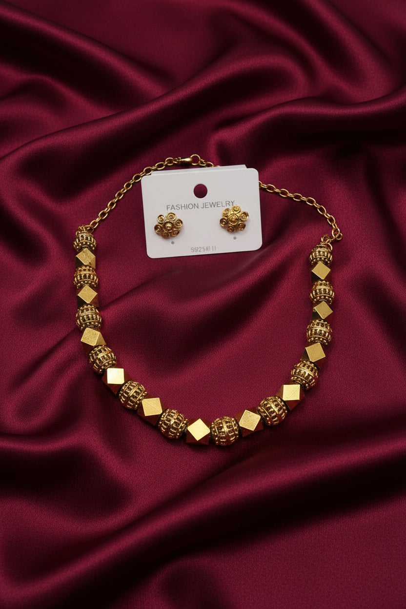 Antique Gold Bead  Necklace Set