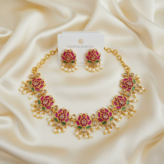Jadau Lotus Design Jewellery