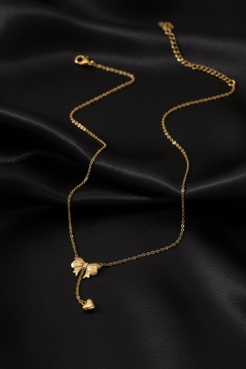 Bow Pendant Chain 18k Gold Plated Waterproof