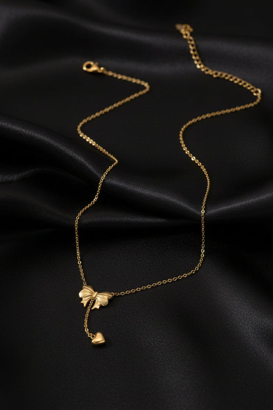 Bow Pendant Chain 18k Gold Plated Waterproof