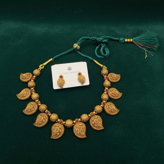 Antique Matte Gold Finish Mango Necklace set