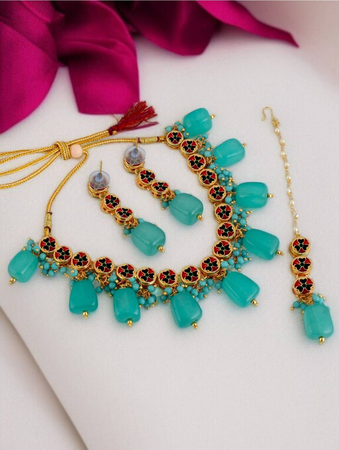 Meenakari Kundan Blue Chocker